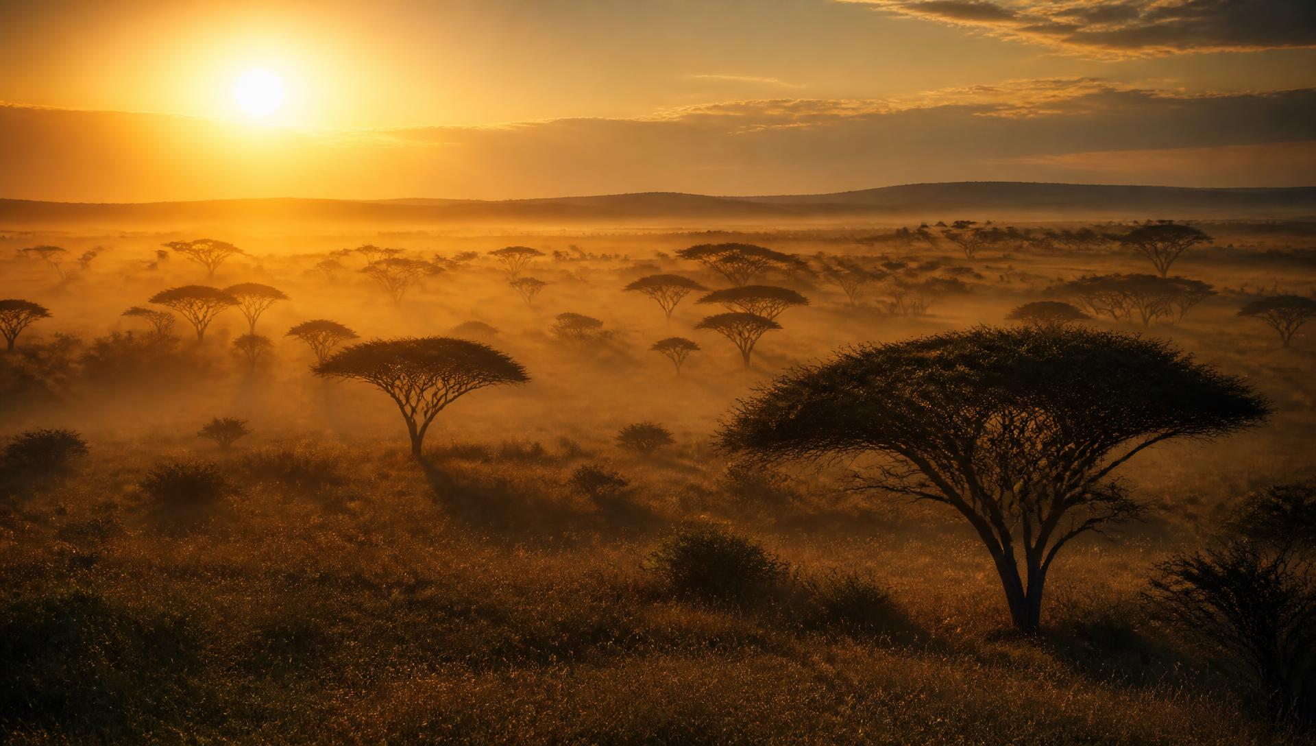 Alba sulla savana del Kenya